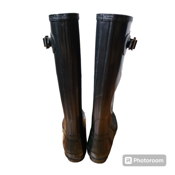 Hunter Original Tall Black Boots W23616 Size 5 Men/6 Women - Picture 9 of 11